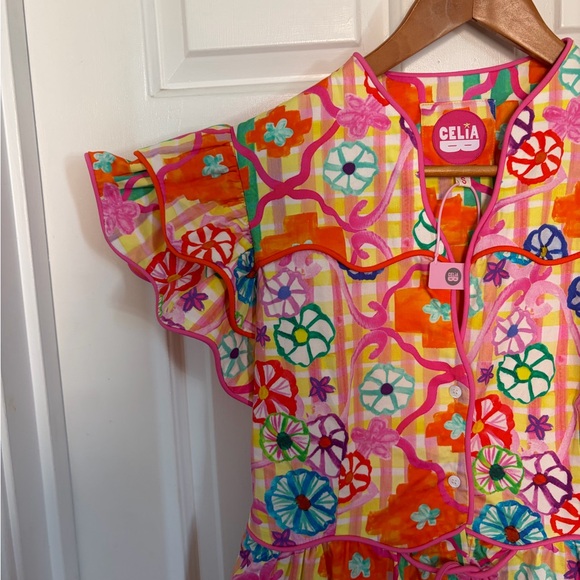 NWT CeliaB Baba Voyager-Print Midi Dress small - Picture 8 of 9